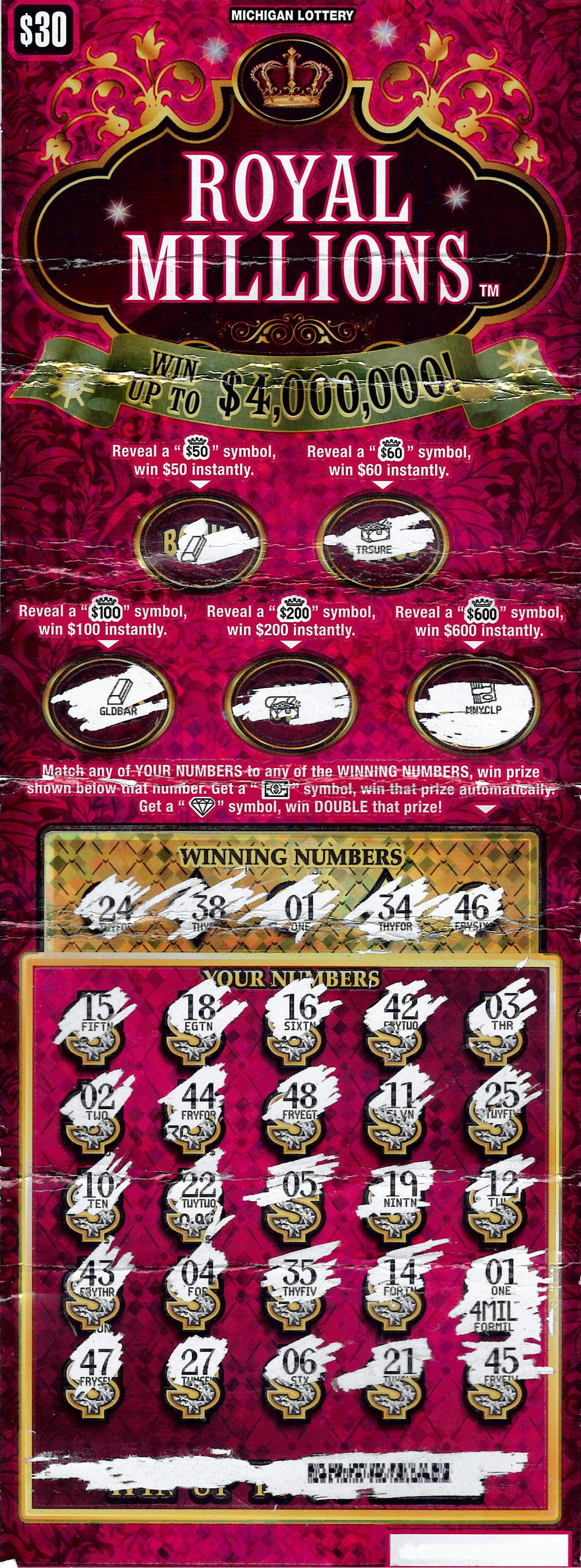 Jackson County Man Wins 4 Million Playing the Michigan Lottery’s Royal